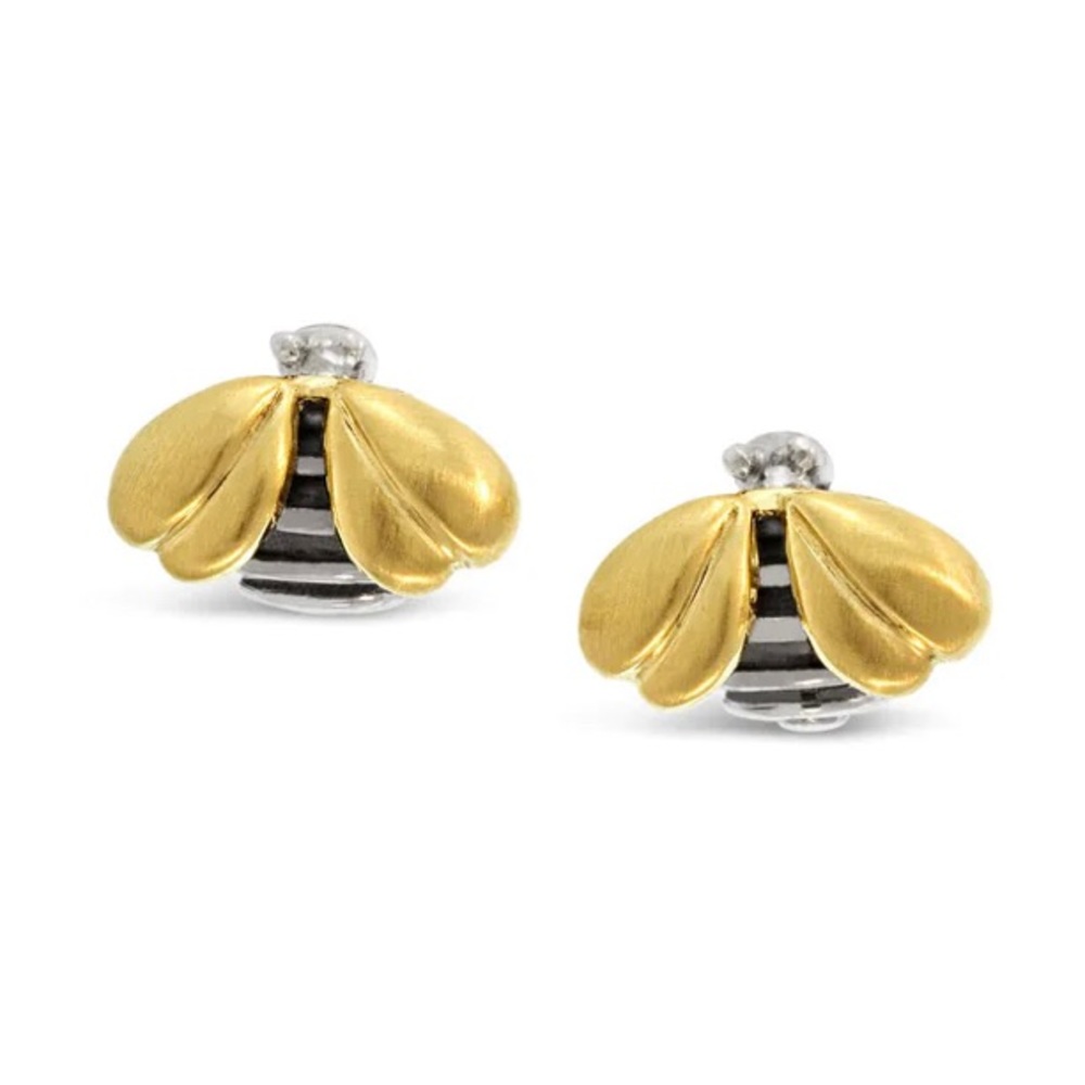 Saint by Sarah Jane 18k Gold and Sterling Silver Bee Stud Earrings